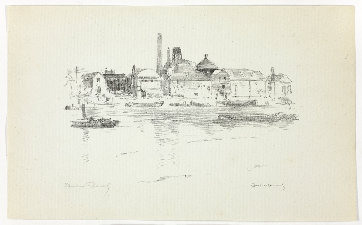 Battersea fra floden, lavvande af Theodore Roussel