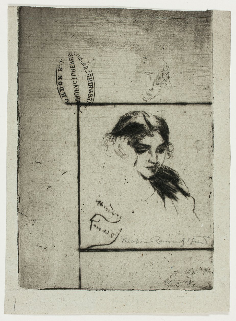 Hovedet af en pige, der læner sig op ad hendes hånd af Theodore Roussel