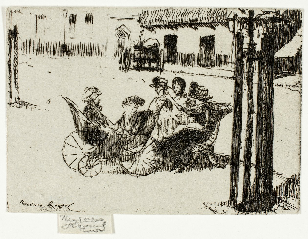 Små piger og barnevogne, Chelsea Embankment af Theodore Roussel