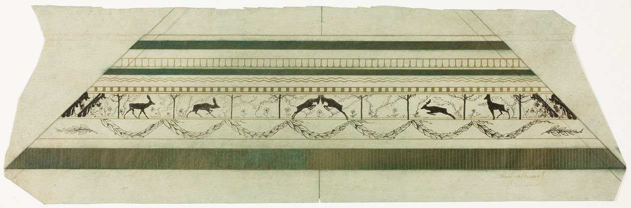 Ramme med mønster af hjort og blomster (nederste rammeafsnit) af Theodore Roussel