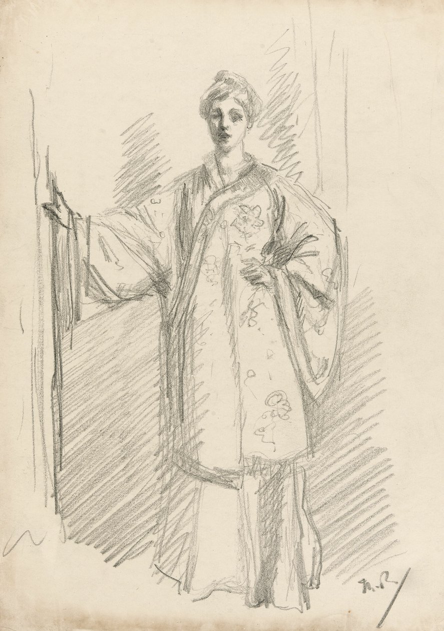 Stående figur i en kinesisk kjole af Theodore Roussel