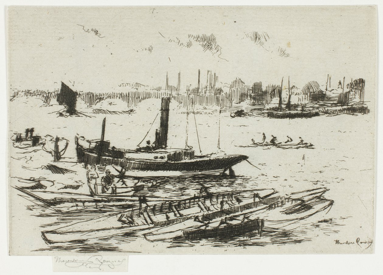 Steam Launch, Chelsea Embankment af Theodore Roussel