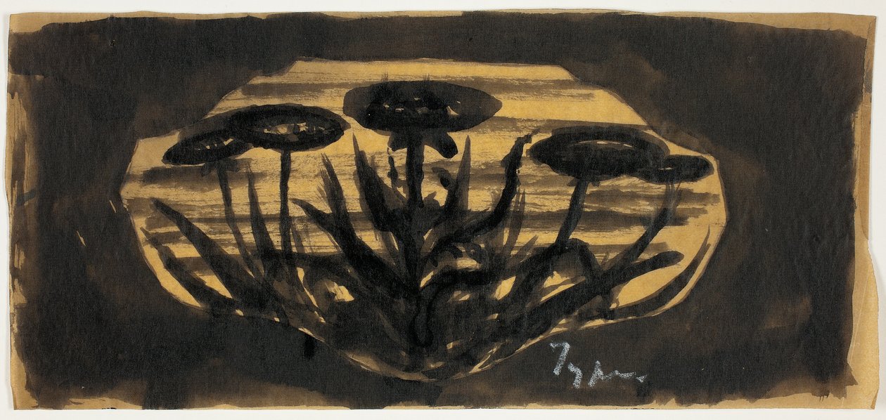 Unavngivet tegning til rammekartouche (plantemotiv) af Theodore Roussel