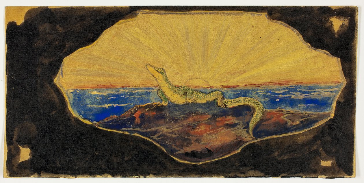Unavngivet tegning til rammekartouche (Salamander) af Theodore Roussel