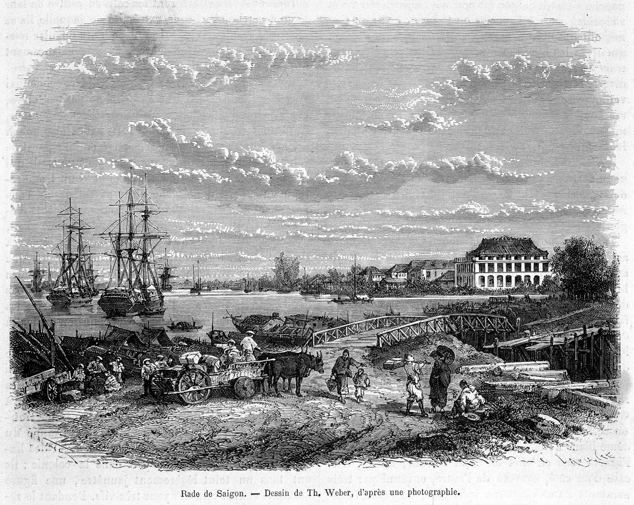 Rade de Saigon. Tegning af Th. Weber, baseret på et fotografi. af Theodore Weber