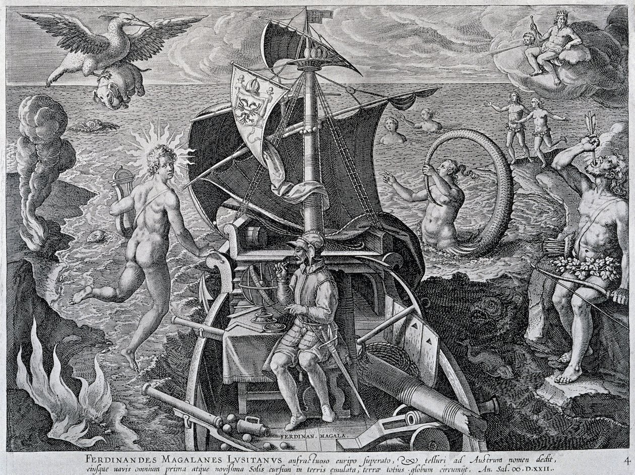 Allegori om Ferdinand Magellans (1480-1521) rejser af Theodor de Bry (1528-1598) af Theodore de Bry