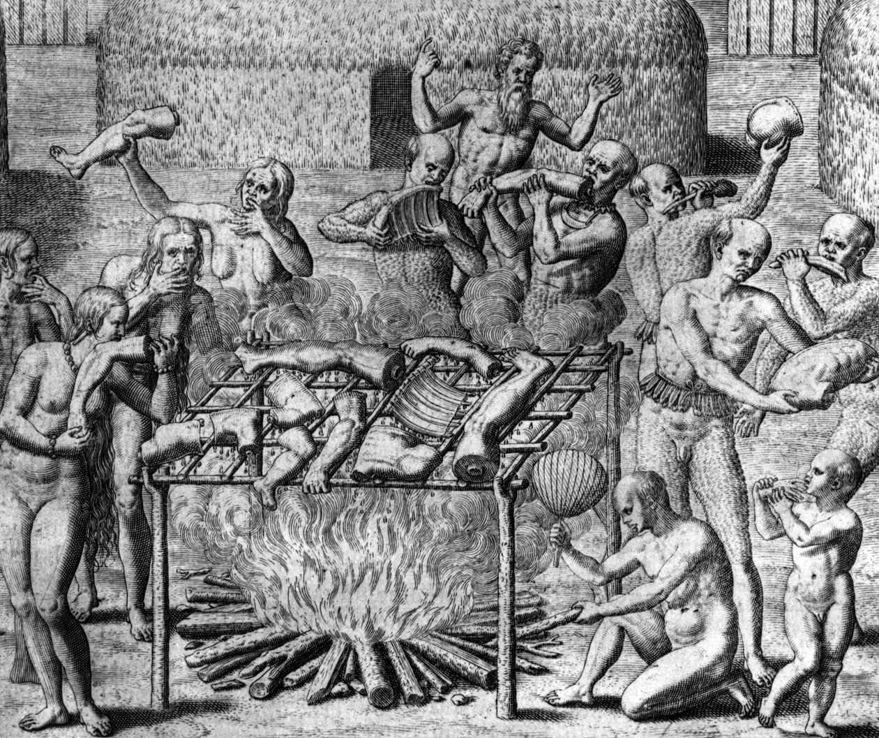 Anthropophage Meals: Cannibales in Brazil - i "The Wonderful Tale of America" ​​af Théodore de Bry af Theodore de Bry