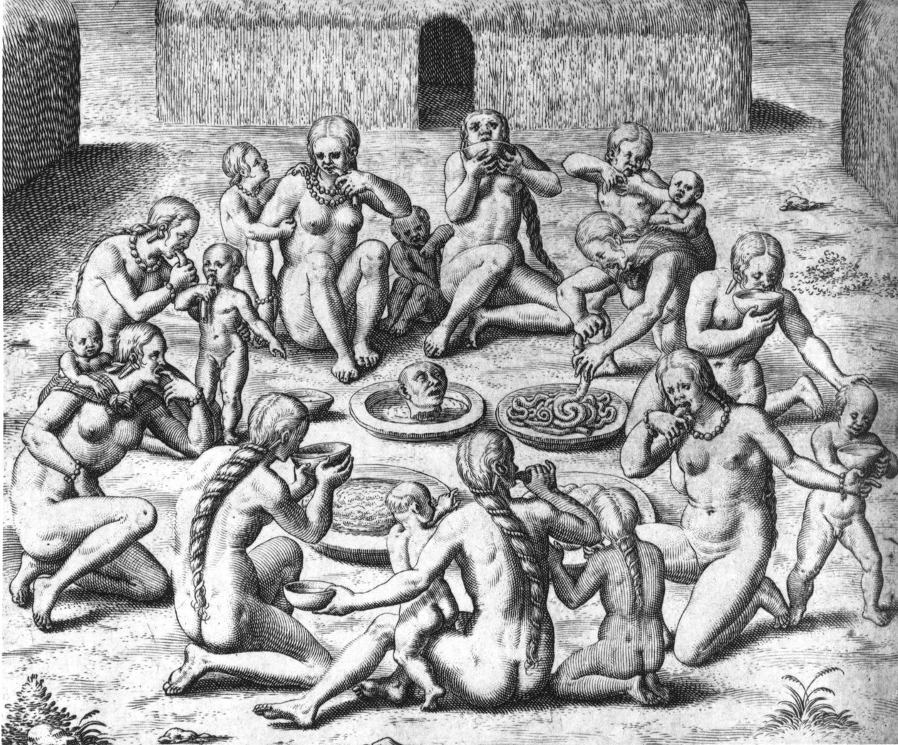 Anthropophage Meals: Cannibals of South America - i "" Admirante Narratio Americae"", af Théodore de Bry af Theodore de Bry