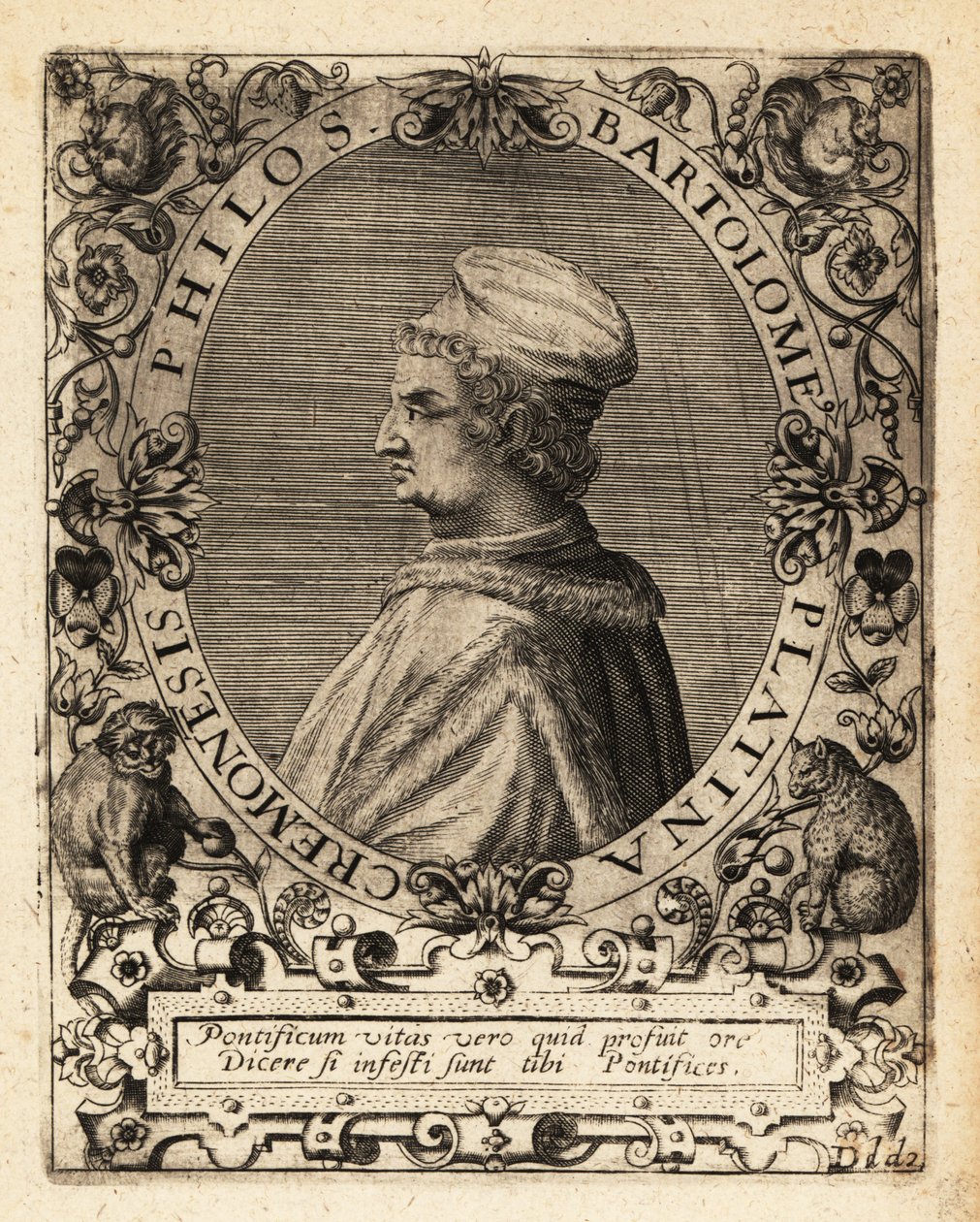 Bartolomeo Sacchi, italiensk renæssanceforfatter. af Theodore de Bry