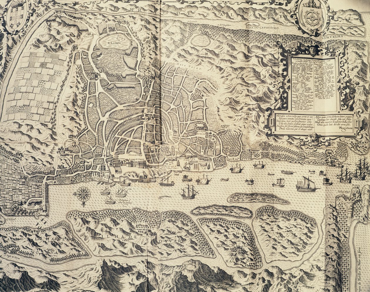 Byen Goa i Indien, Indgravering af Theodor de Bry (1528-1598) fra Rejseberetning om sømanden Jan Huyghen van Linschotens rejse til det portugisiske Østindien 1579-1592), 1500-tallet af Theodore de Bry