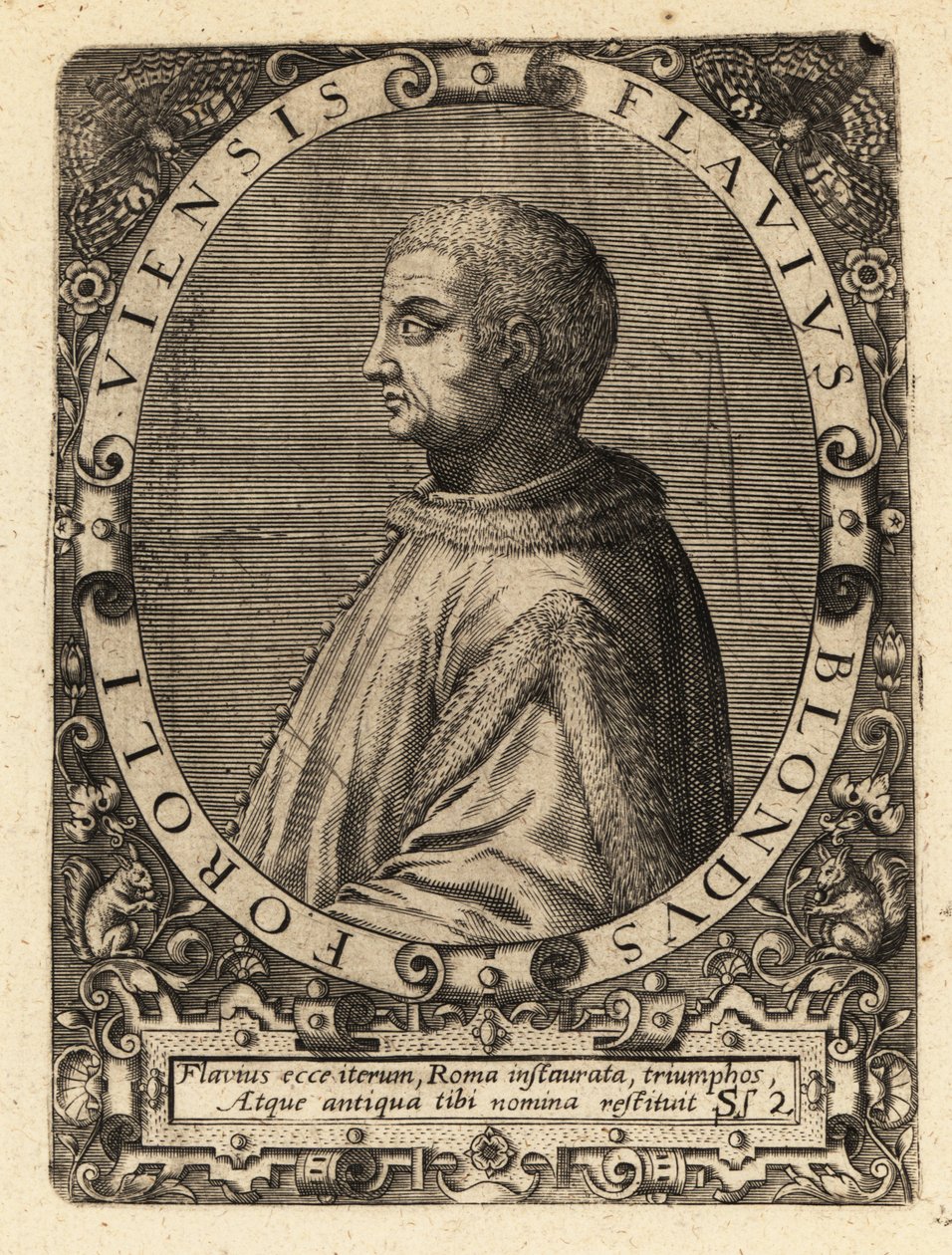 Flavio Biondo, italiensk historiker af Theodore de Bry
