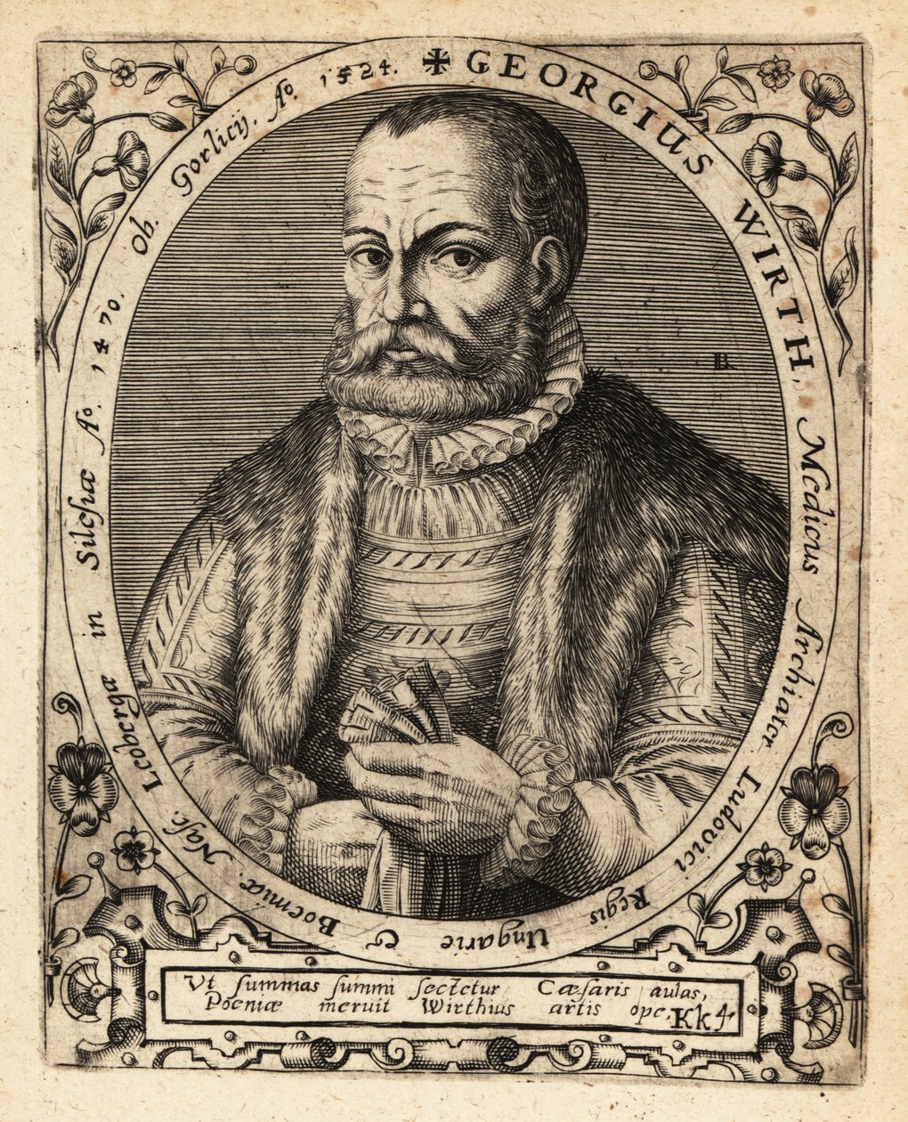 George Wirth, tysk læge, født i Gorlice 1424. af Theodore de Bry