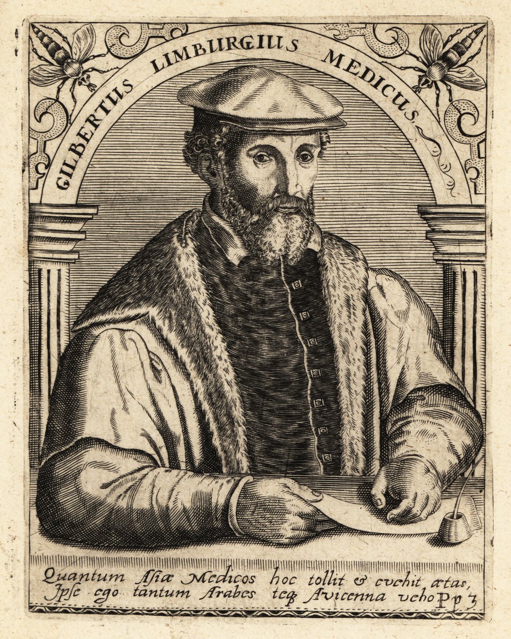Gilbert Fusch af Limburg, hollandsk læge, 1504-1567. af Theodore de Bry
