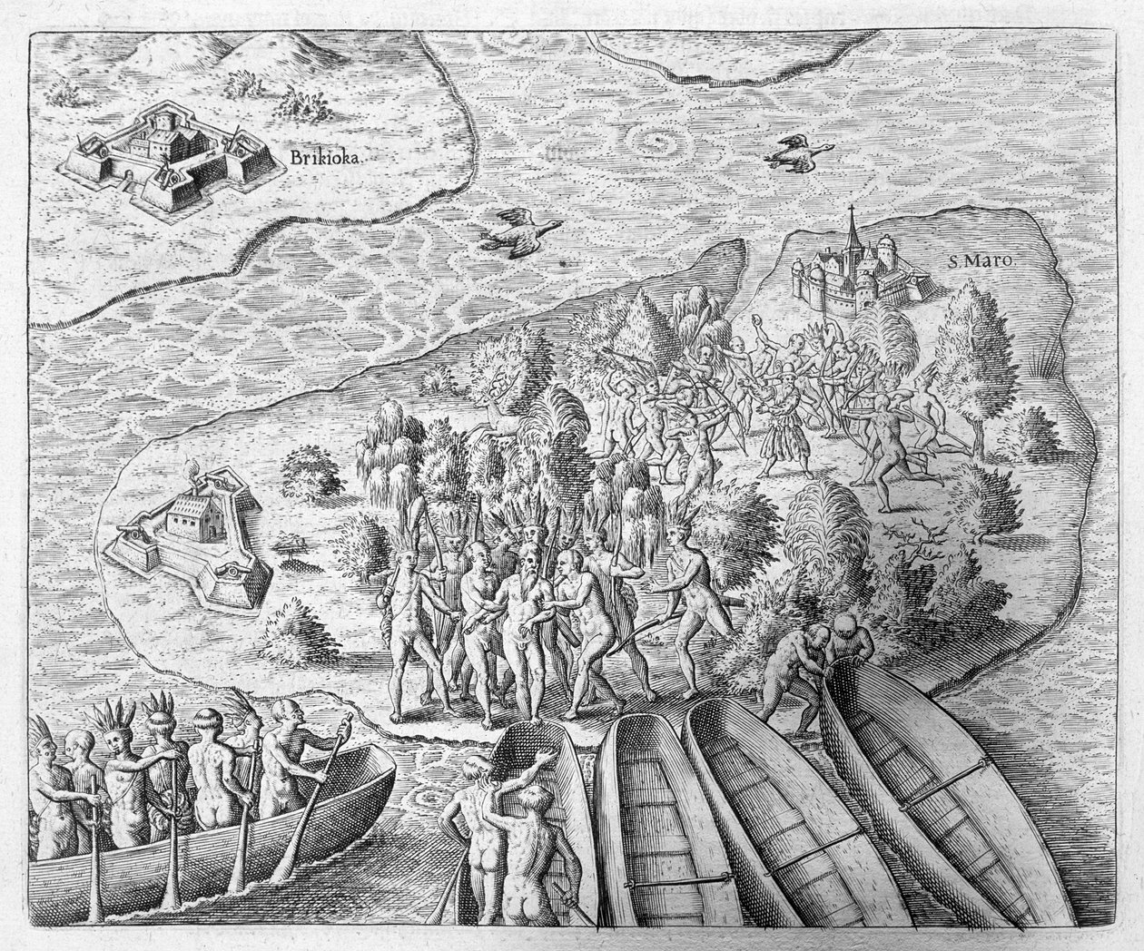 Hans Staden fanget af Tupinamba-indianere under sin rejse til Brasilien, 1552, fra 