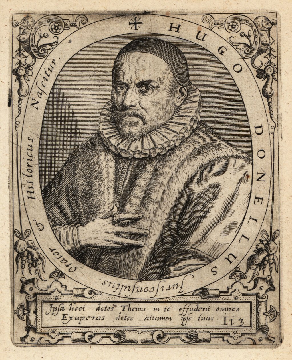 Hugues Doneau, fransk juraprofessor. af Theodore de Bry