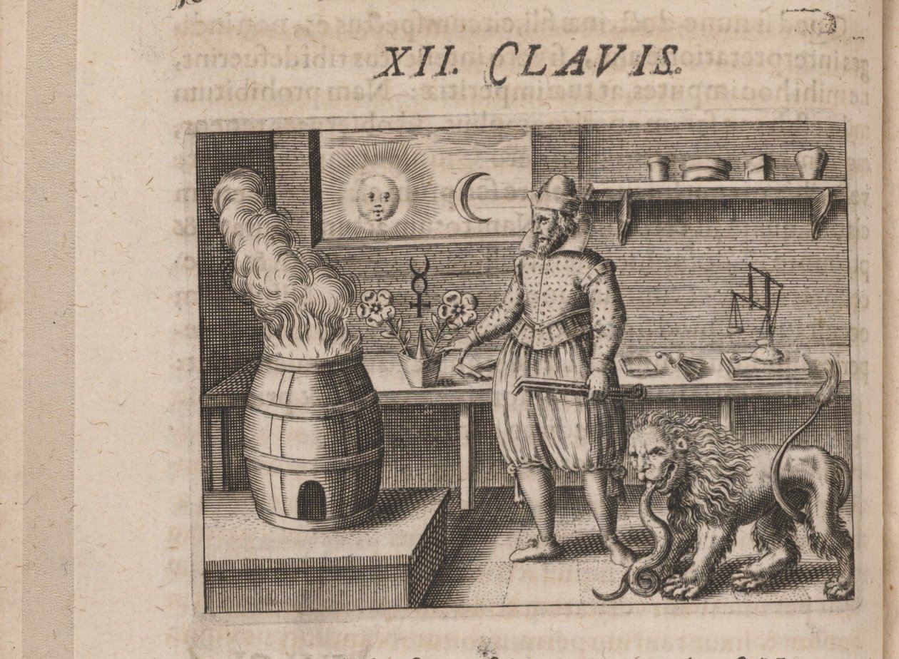 Illustration til Tripus Avrevs, det vil sige tre afhandlinger af udvalgte kemikere.., 1618 af Theodore de Bry