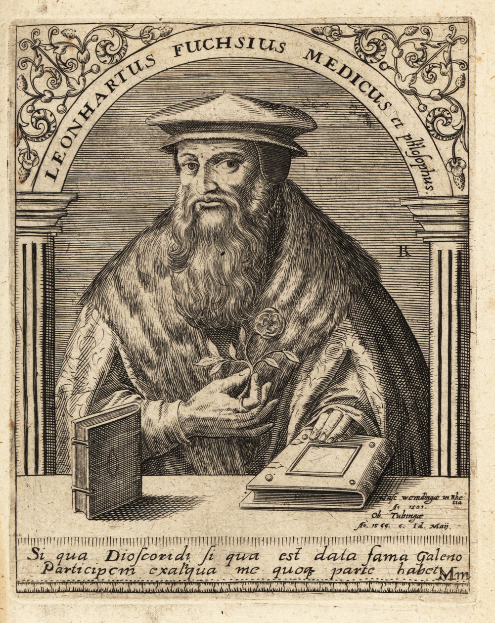 Leonhart Fuchs, tysk læge og botaniker 1501-1566. af Theodore de Bry