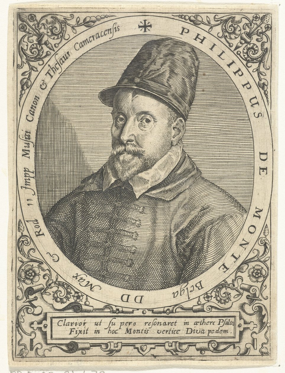 Portræt af komponisten Philippe de Monte (1521-1603) af Theodore de Bry