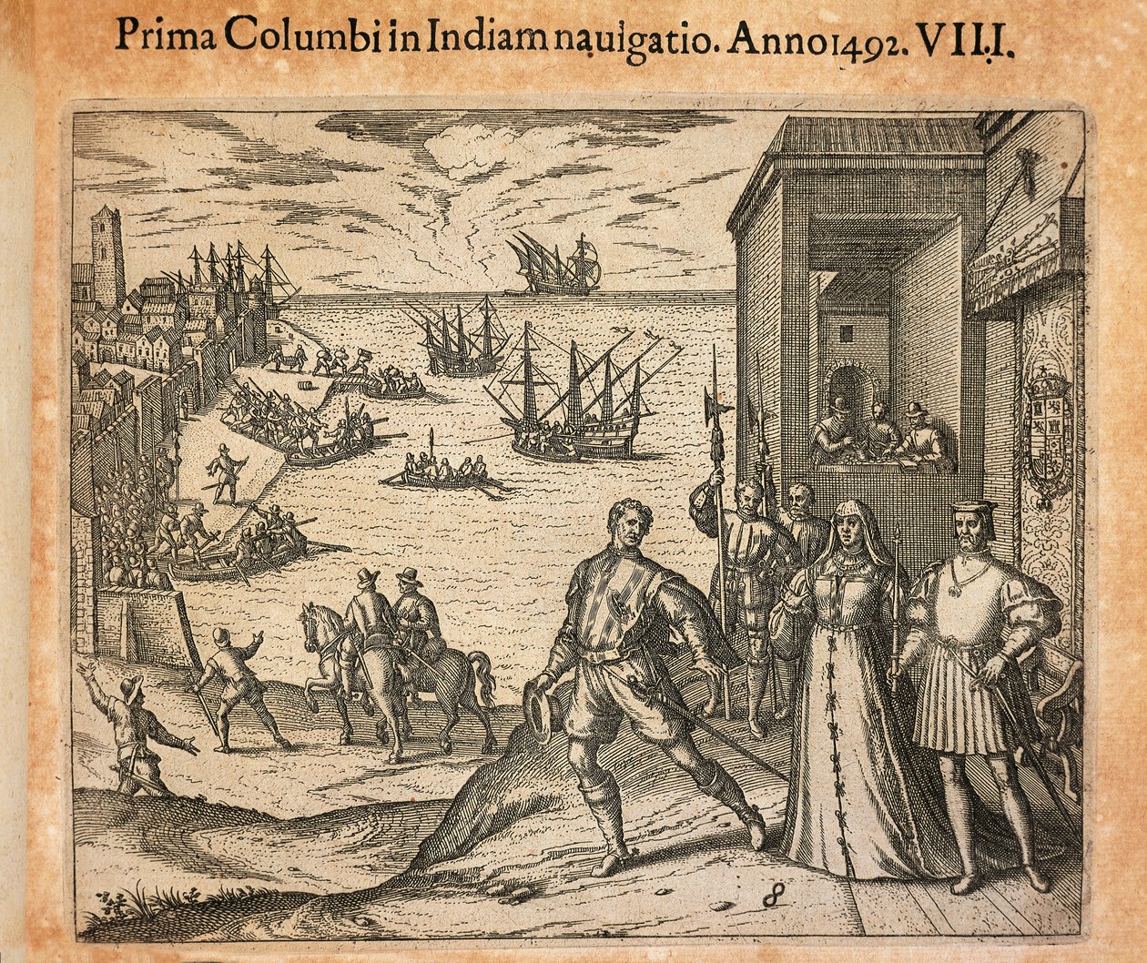 Dronning Isabel og kong Ferdinand hilser Christopher Columbus