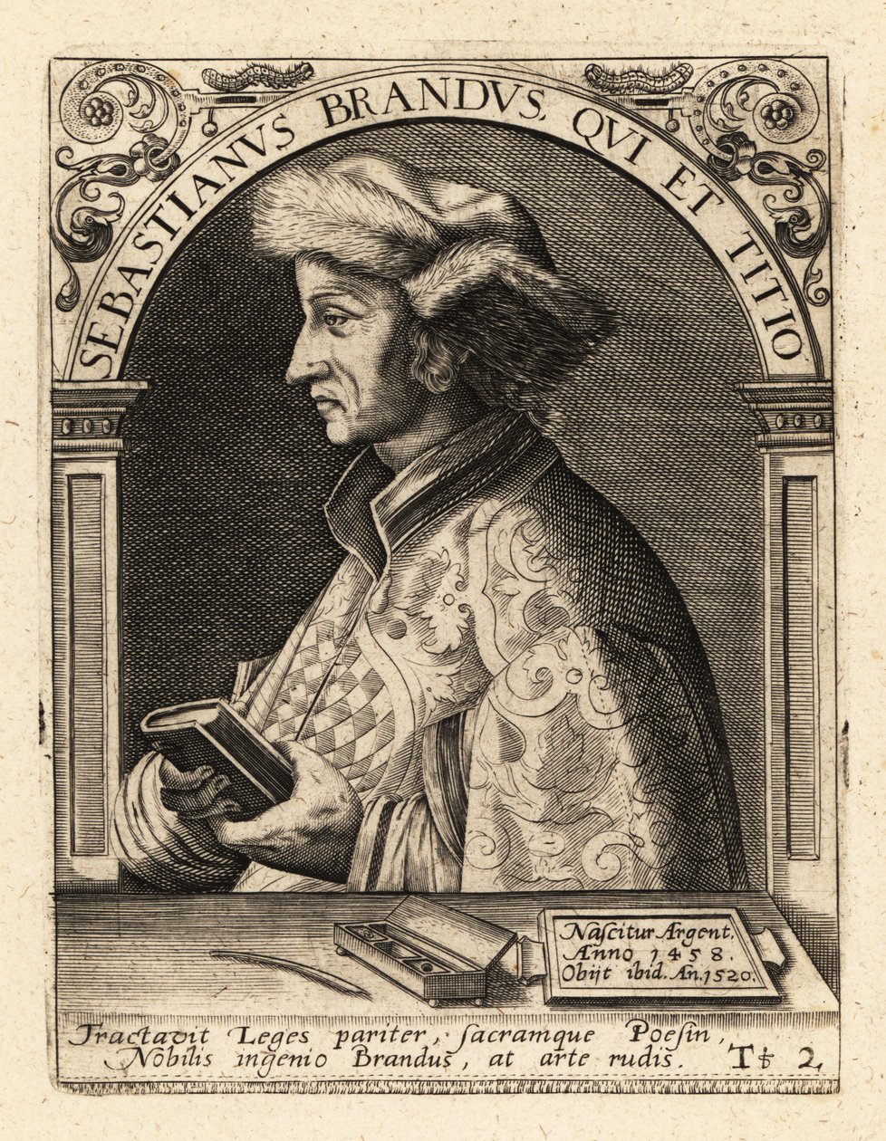 Sebastian Brant, tysk humanist og satiriker. af Theodore de Bry