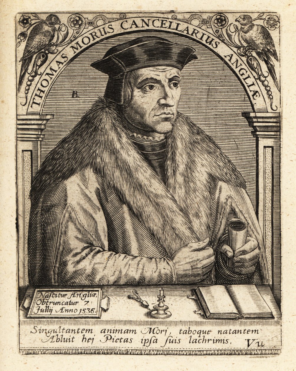 Sir Thomas More, engelsk advokat. af Theodore de Bry
