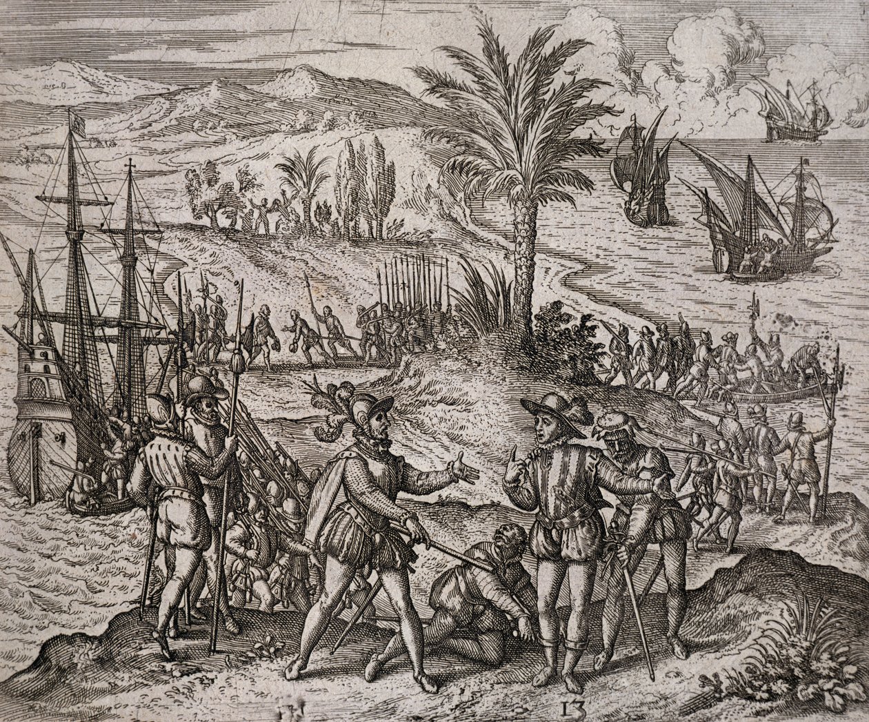 Anholdelsen af Christopher og Bartholomew Columbus efter ordre fra Francisco de Bobadilla af Theodore de Bry
