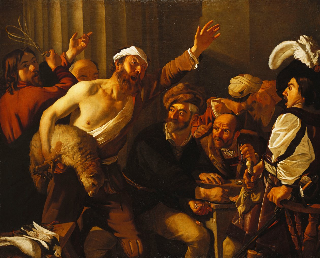 Kristus driver pengevekslerne fra templet, 1621 af Theodore van Baburen