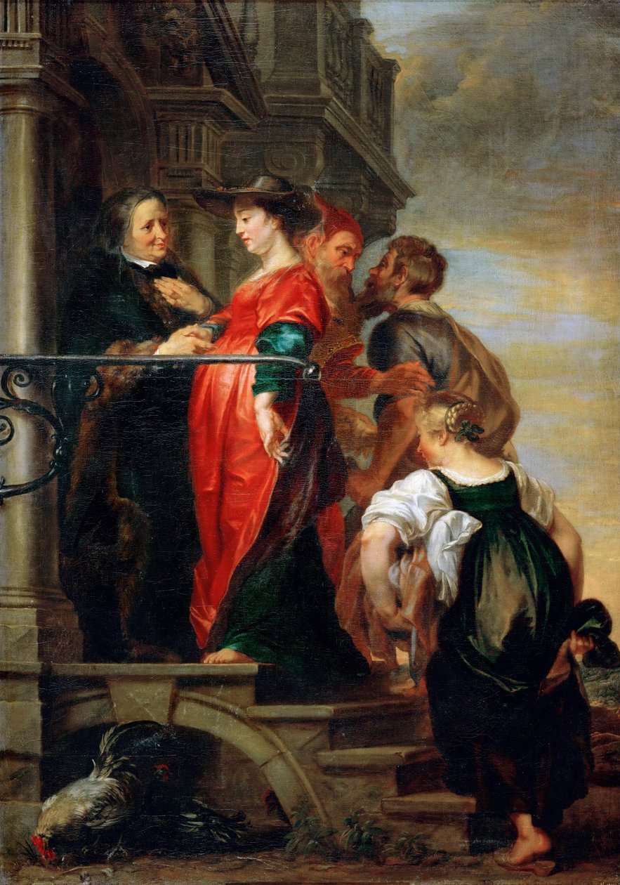 La Visitation de la Vierge Marie - Besøget af den hellige jomfru Maria, af Thulden, Theodoor, van (1606-1669). Olie på lærred, før 1669. Mål : 205x144 cm. Kunsthistorisk Museum, Vienne af Theodore van Thulden