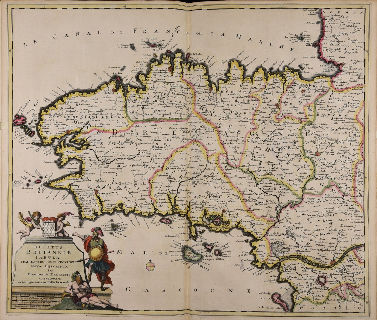 Ducatus Britanniae tabula cum omnibus suis provinciis nova descriptio af Theodorus Danckerts
