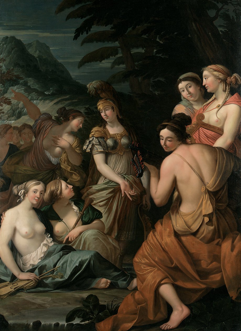 Minerva og muserne på Mount Helicon, 1675 af Theodorus van der Schuer