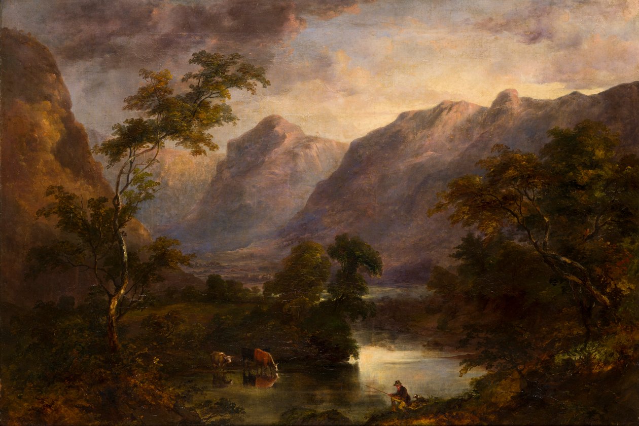 Udsigt over Langdale, ca. 1827-90 (olie på lærred) af Theophil Lindsey Aspland