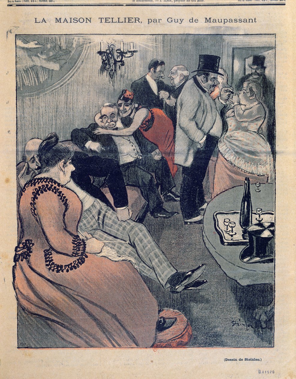 Illustration til "La Maison Tellier" af Guy de Maupassant (1850-93), forsiden af "Gil Blas", 9. oktober 1892 (detalje) (se også 199745) af Théophile Alexandre Steinlen