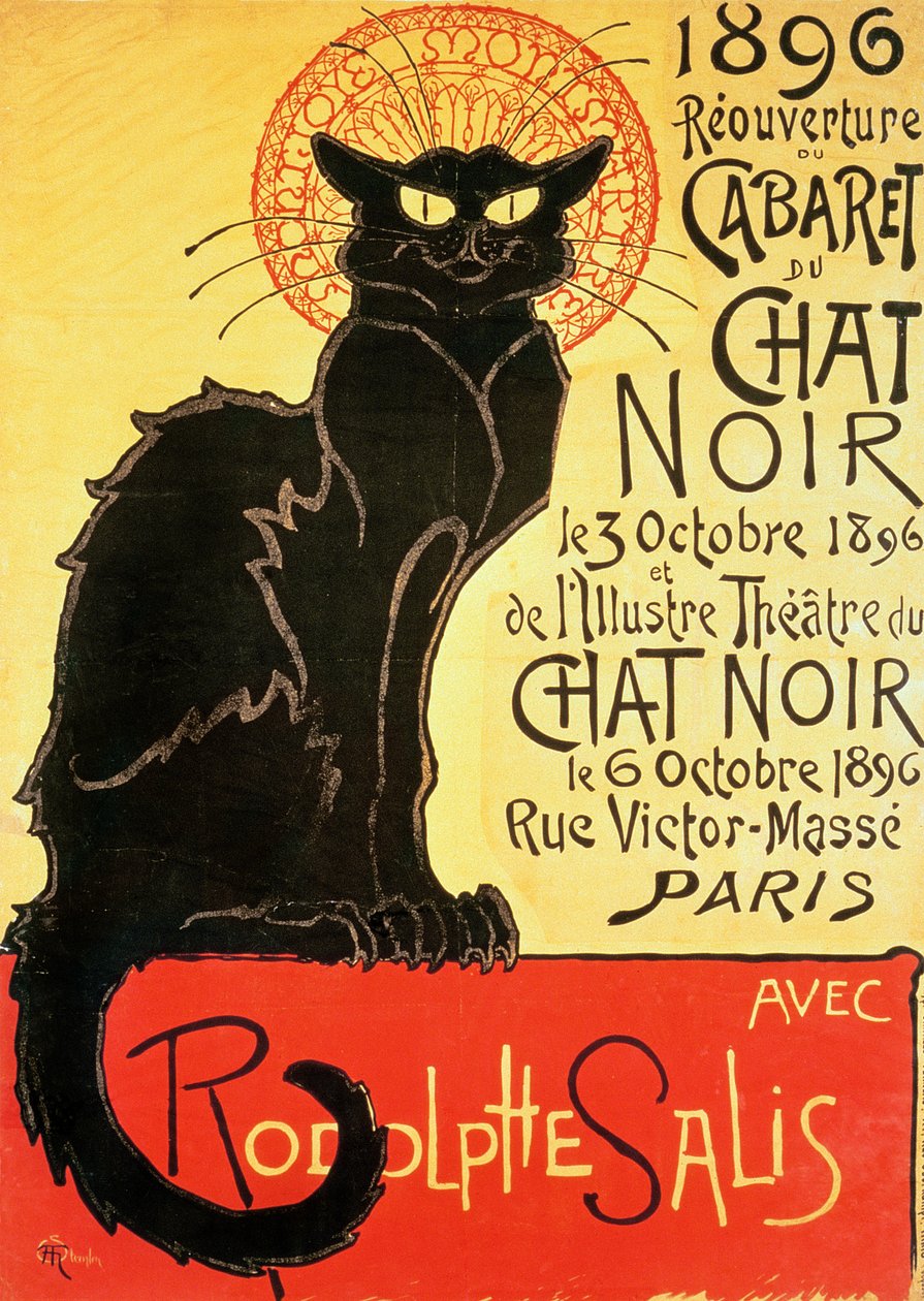 Genåbning af Chat Noir Cabaret, 1896 af Théophile Alexandre Steinlen