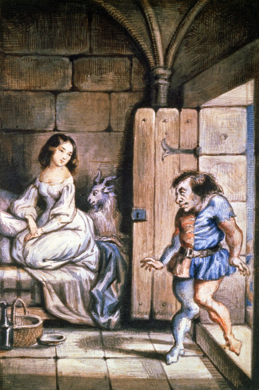 Esmeralda og Quasimodo, ca. 1831-1835 (illustration) af Theophile (after) Gautier