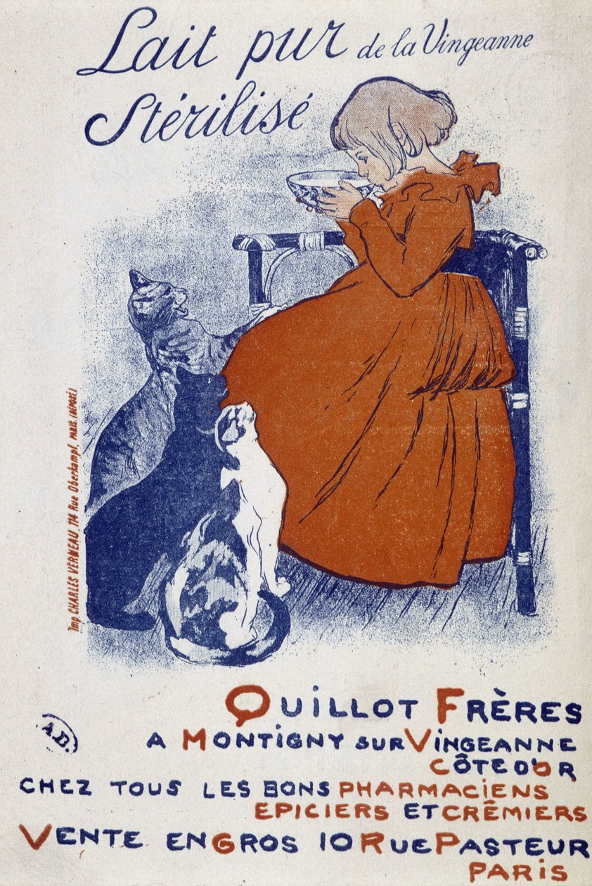 Reklameplakat for Vingeonnes rene mælk - af Steinlen af Théophile Alexandre Steinlen