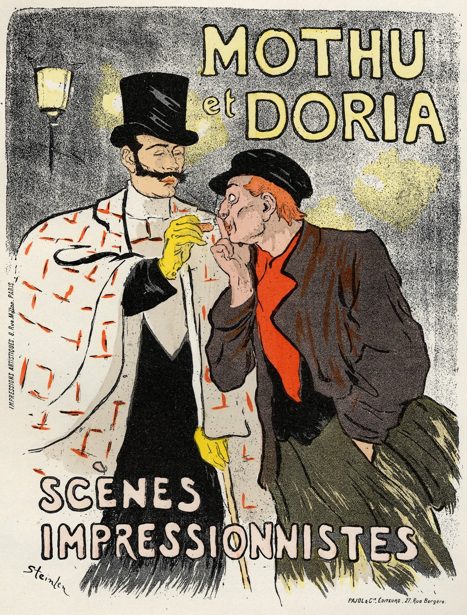 Kunst. Underholdning. Sangerens Mund og Doria. Plakat af Steinlen, Frankrig af Théophile Alexandre Steinlen