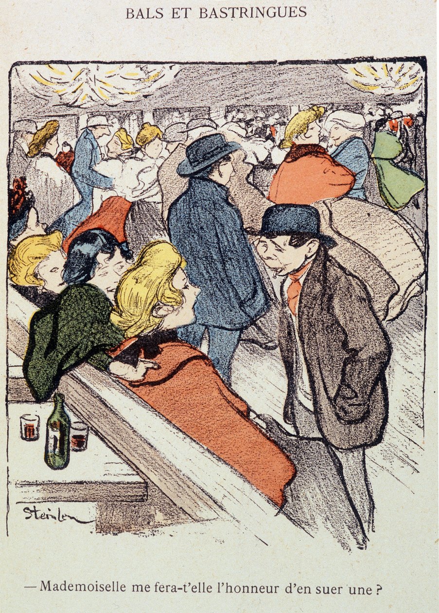 Bals og Bastingues: Vil frøken gøre mig den ære at svede en? I "" In Life"", af Steinlen af Théophile Alexandre Steinlen
