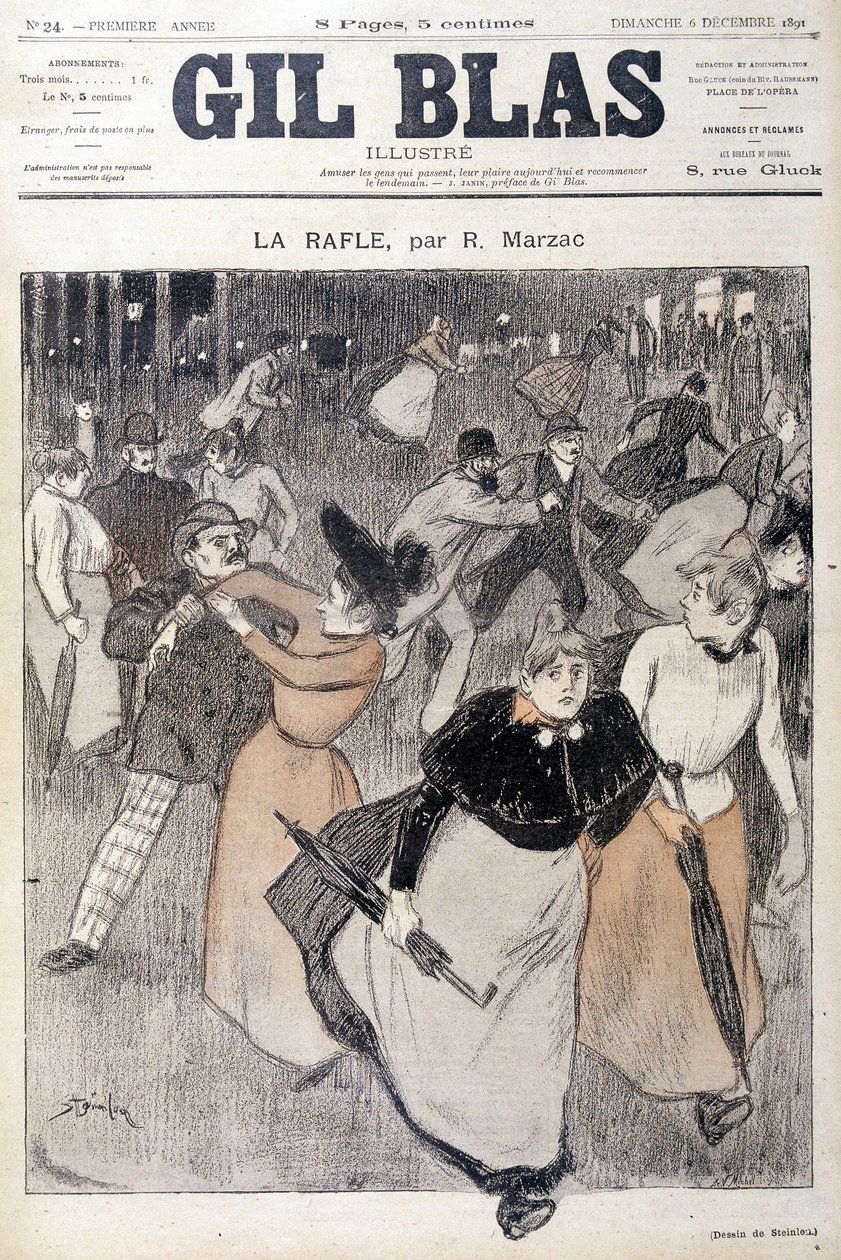 Tegning af Steinlen i Gil Blas, 6/12/1891. af Théophile Alexandre Steinlen