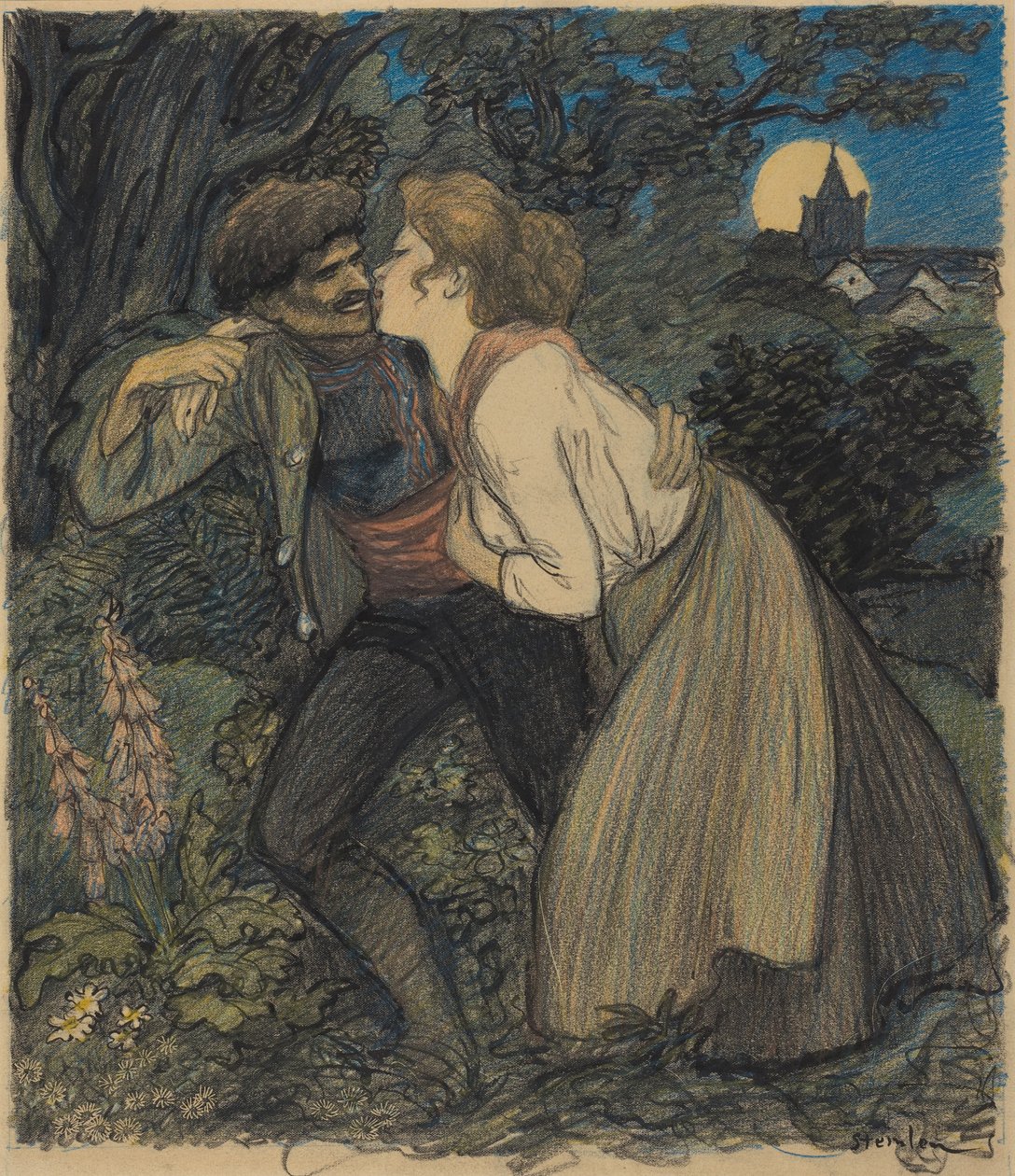 Hunden og ulven af Théophile Alexandre Steinlen