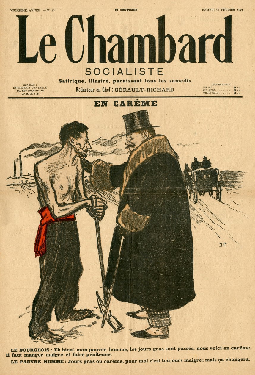 Le Chambard Socialiste, nummer 10, satirisk i farver af Théophile Alexandre Steinlen