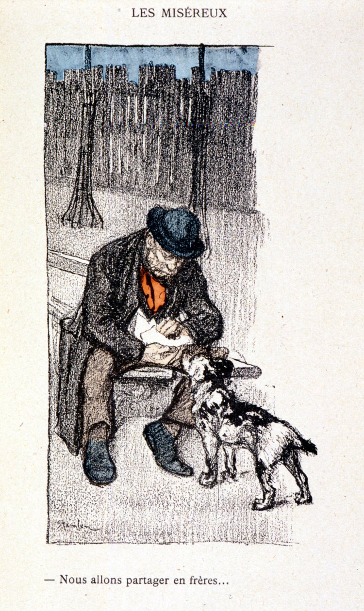 Les Miserables: Vi vil dele som brødre (mester og hans hund) - i "" Dans la vie" af Steinlen af Théophile Alexandre Steinlen