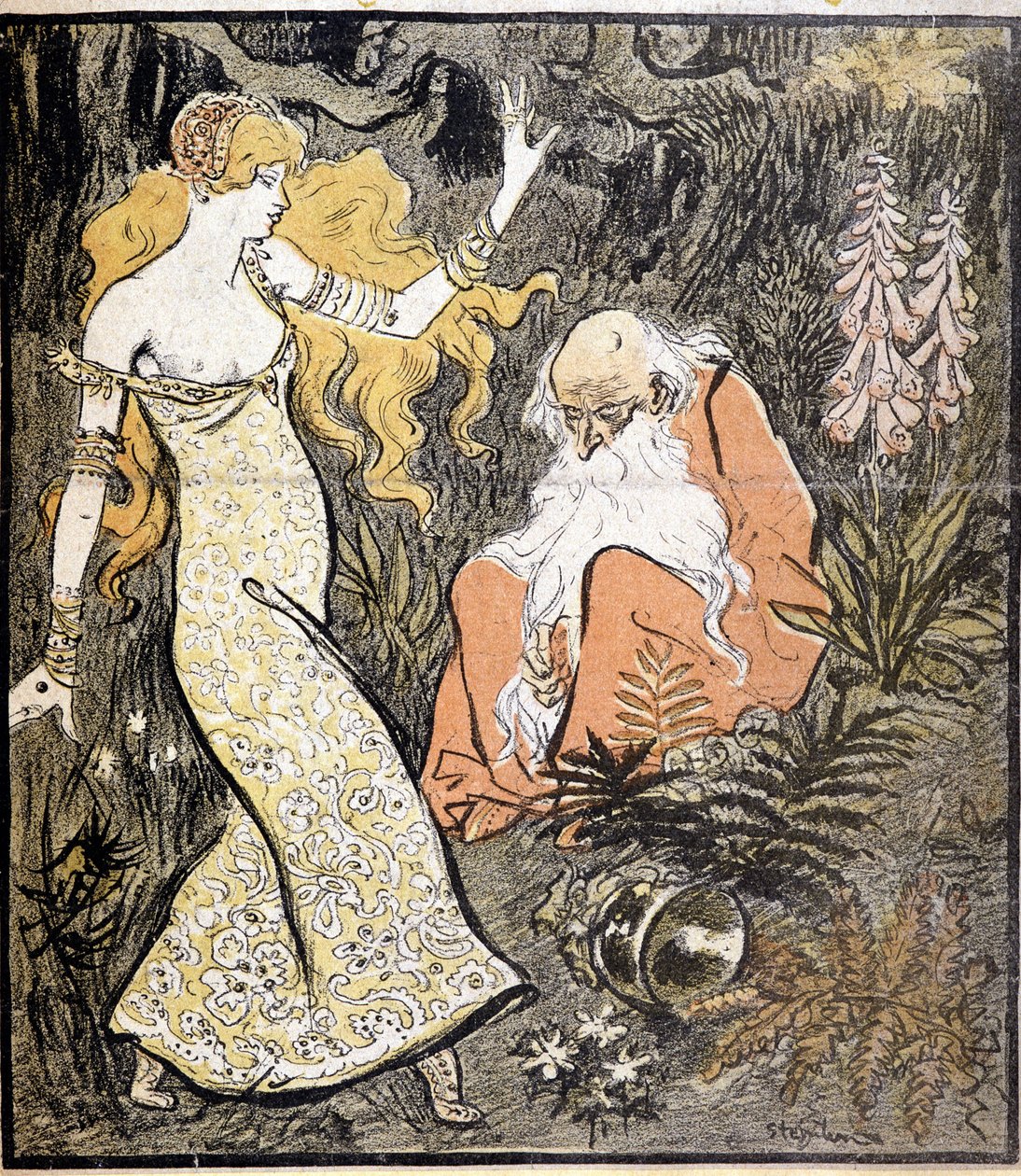 Merlin og Viviane ("Brocéliande") - af Steinlen af Théophile Alexandre Steinlen