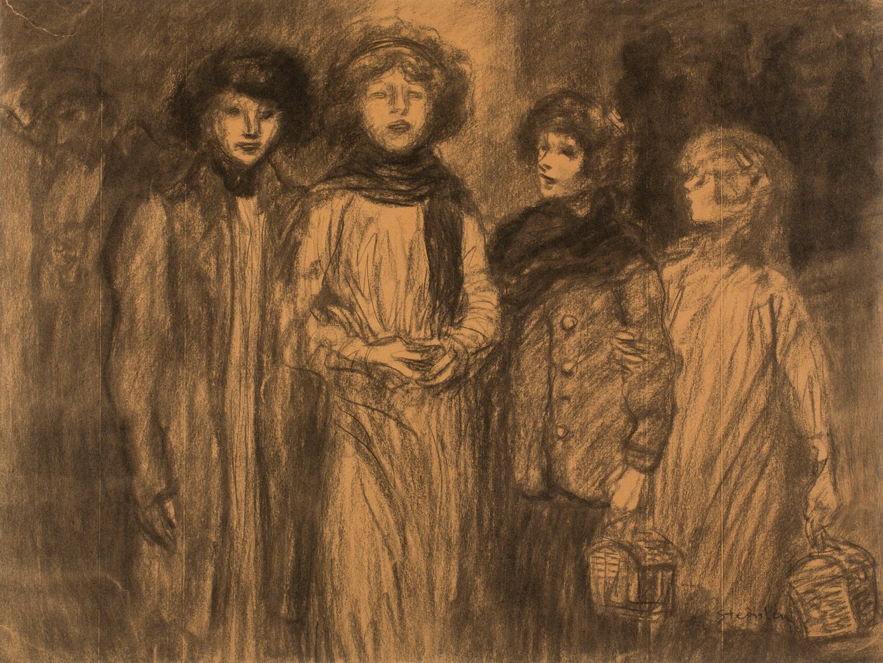 Syende piger af Théophile Alexandre Steinlen