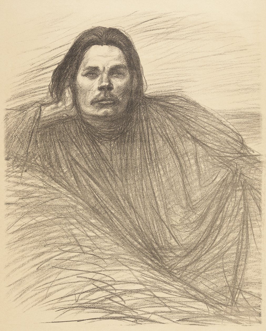 Portræt af Maksim Gorkij liggende af Théophile Alexandre Steinlen