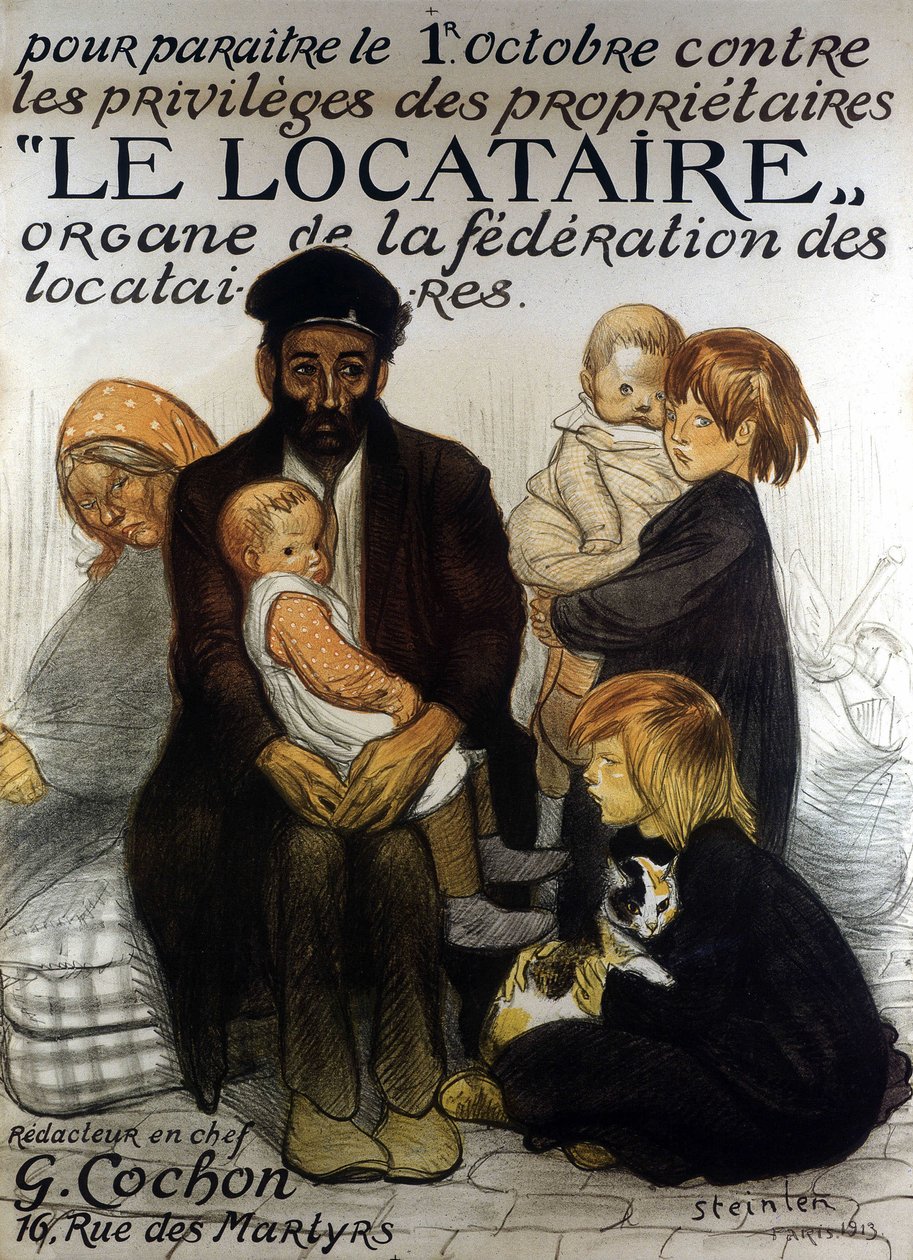 Plakat med præsentation af Forbundet af Lejere, Paris 1913 (plakat) af Théophile Alexandre Steinlen