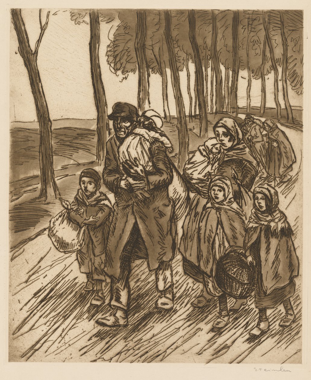 Flygtningefamilie af Théophile Alexandre Steinlen