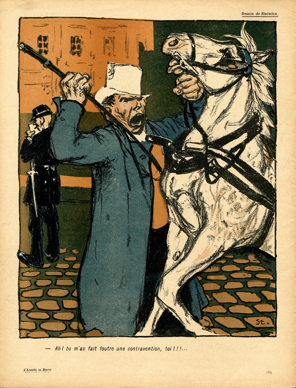Smørtallerkenen, satirisk i farver af Théophile Alexandre Steinlen