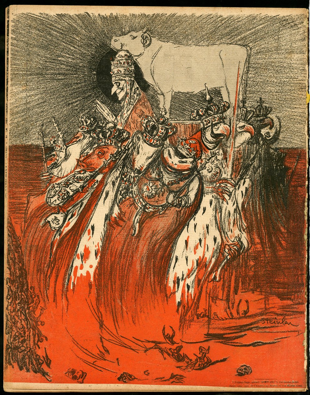 Smørtallerkenen, nummer 47, Satirisk i farver af Théophile Alexandre Steinlen