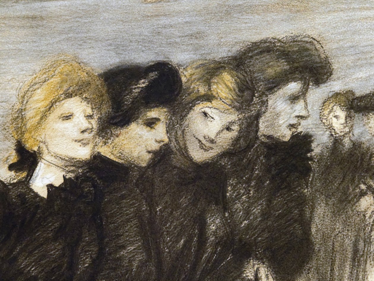 Midinetternes udgang (detalje) (før 1907). Theophile Alexandre Steinlen (1859-1923). Kul og pastel på papir. Musee des Beaux-Arts de la Ville de Paris, PeuPalais. af Théophile Alexandre Steinlen