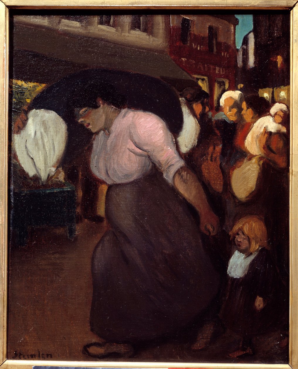 Vaskemaskinen. Maleri af Theophile Alexandre Steinlen (1859 - 1923), 20. århundrede. Olie på lærred. Vernon, Musée Poulain af Théophile Alexandre Steinlen